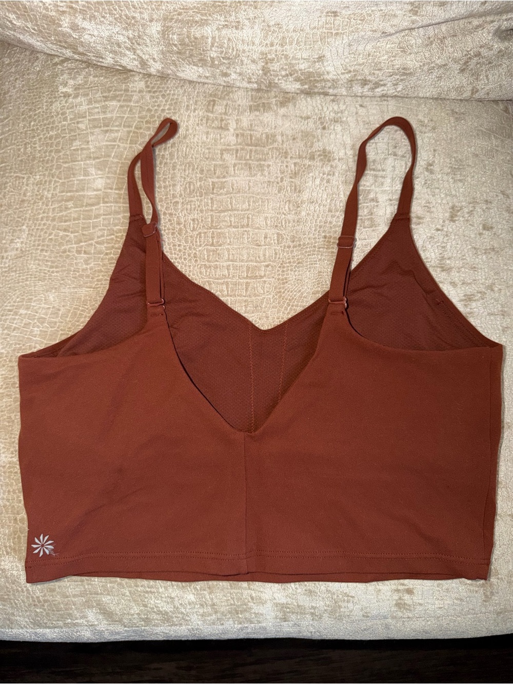 Athleta Rust-Brown Salutation V-Neck Cropped Cami S A-C Cup View 2